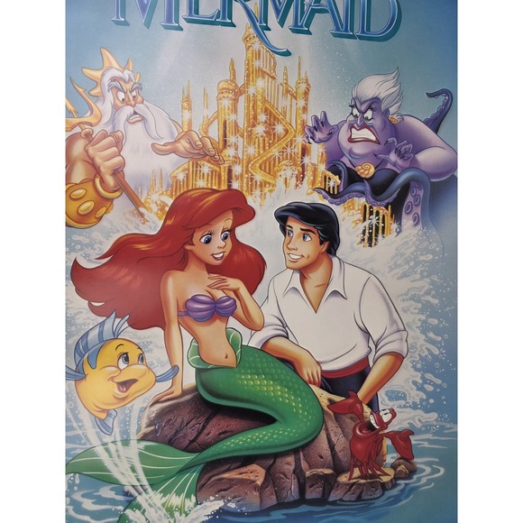 Vintage Little Mermaid Movie Poster Store Display VHS Cover Printed In USA 40x26 - Picture 4 of 9